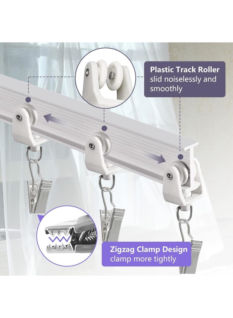 Ceiling Curtain Track, Flexible Bendable Curved Curtain Rail with Sliding Clips, Easy Wall or Ceiling Mount, 488cm Adjustable Track for Curtains Room Divider RV Bathroom or Living Room White - Image 5